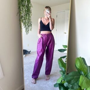 Free People Camille Vegan Leather Paper Bag Slouchy Pull On Elastic Waist Pants